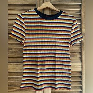 No Boundaries Multicolor Striped Short Sleeve Tee